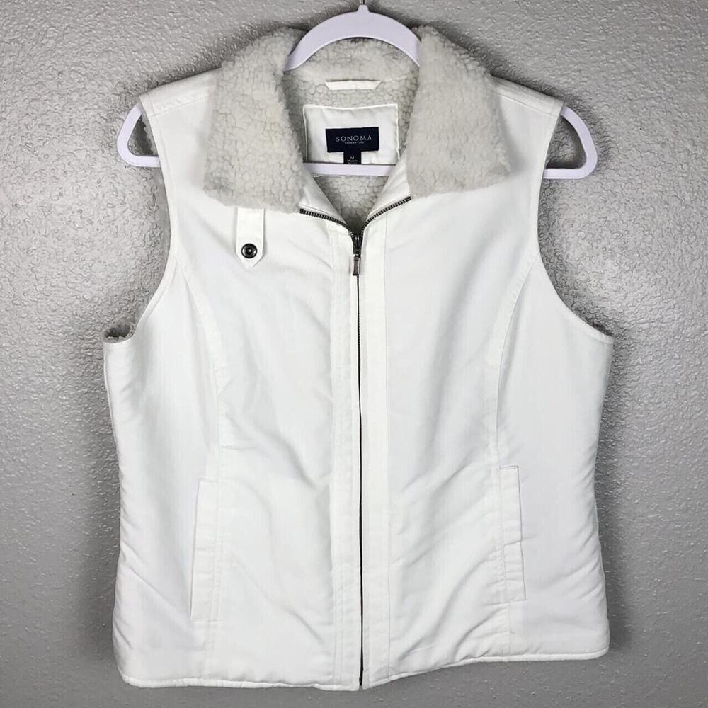 Sonoma Size Medium Sherpa Lined White Y2K Cyberpunk Style Vest Gorpcore Winter